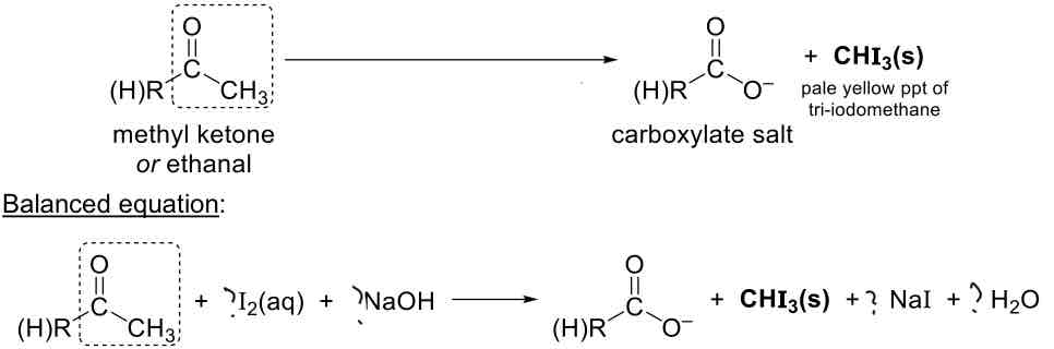 <p>Iodoform for Carbonyl</p>