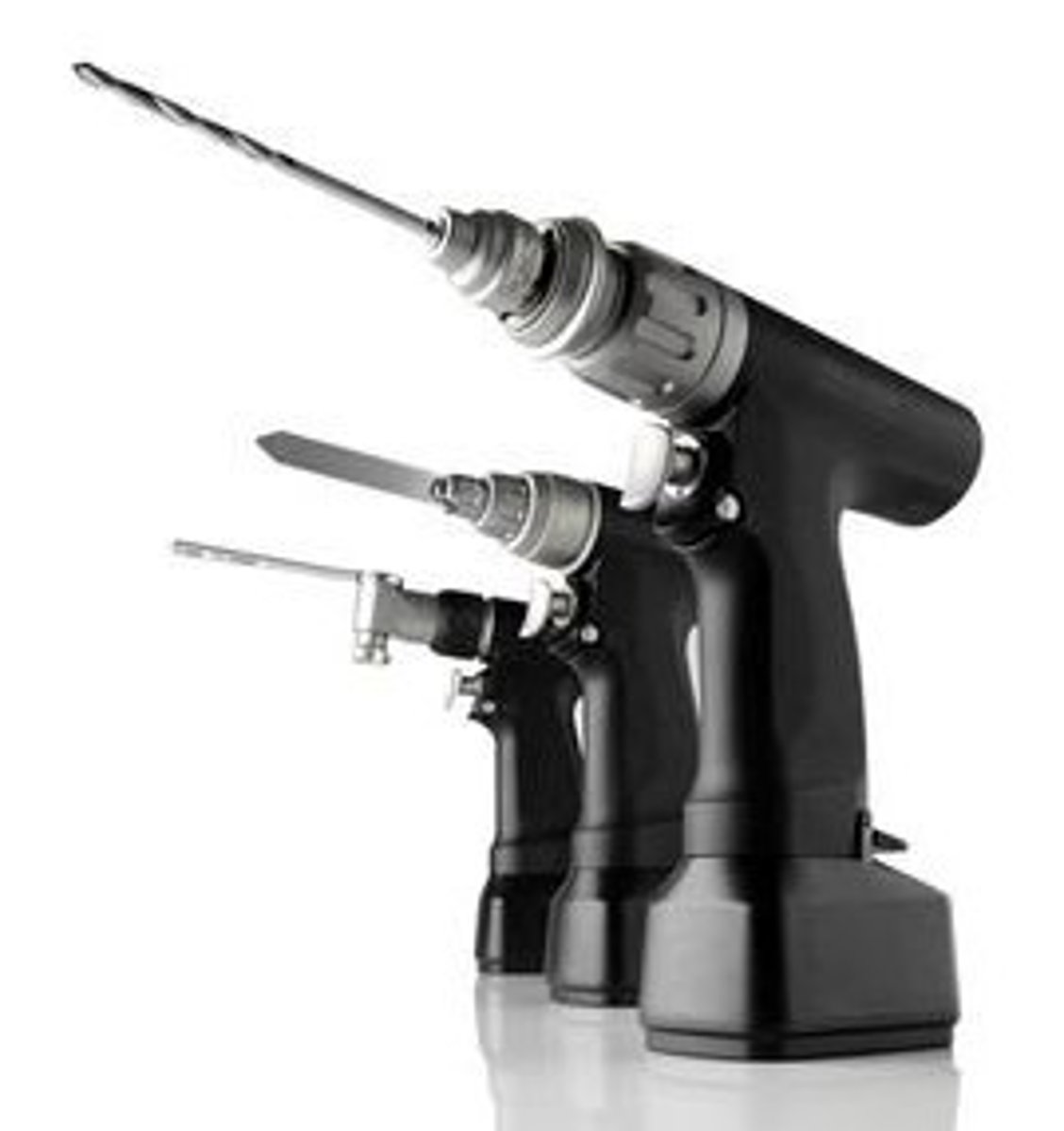 <p>cord-free instruments (powered by batteries) that work well for procedures done on larger, denser bones (ex: total hip & knee replacements); batteries & chargers are specific to each system & not interchangeable</p>