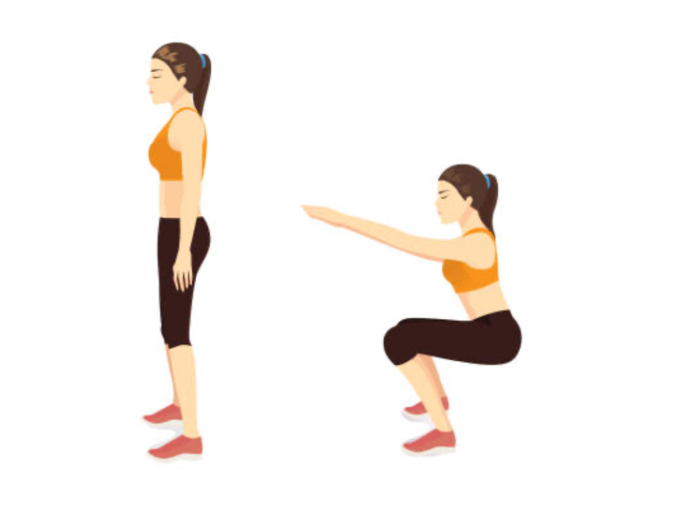 <p>What are the 4 safety cues for doing a squat?</p>
