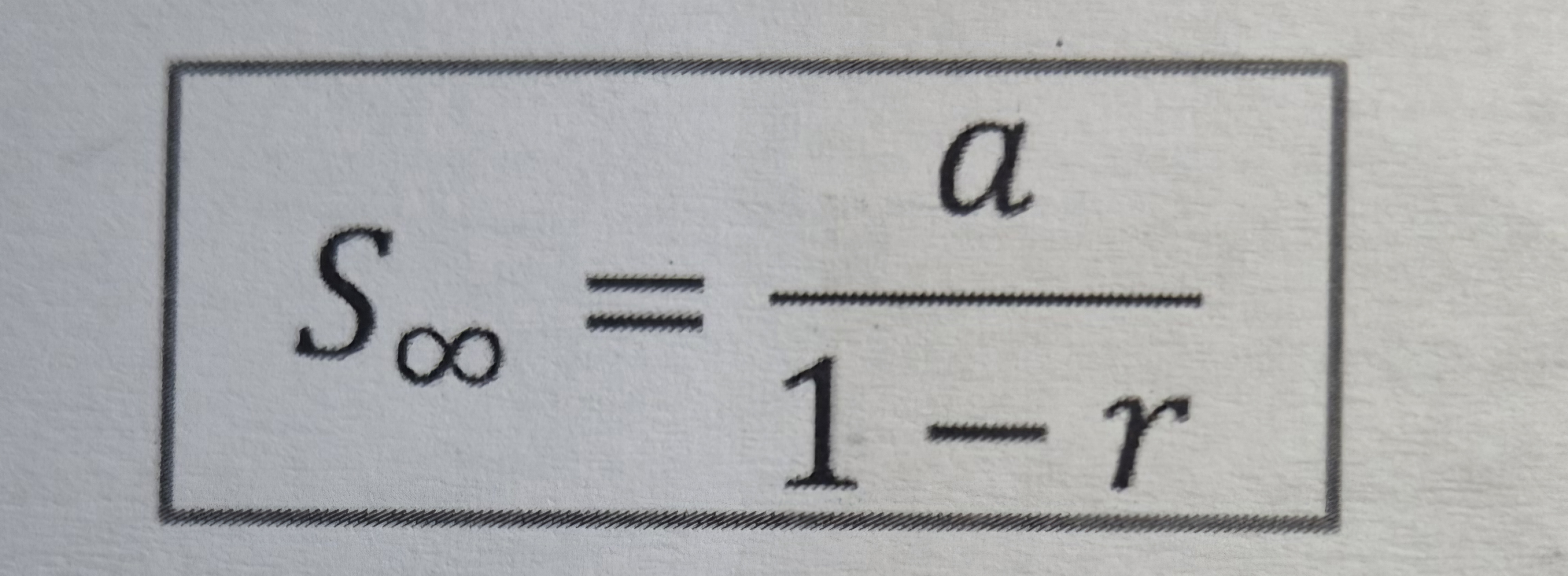 <p>(for convergent geometric series)</p>