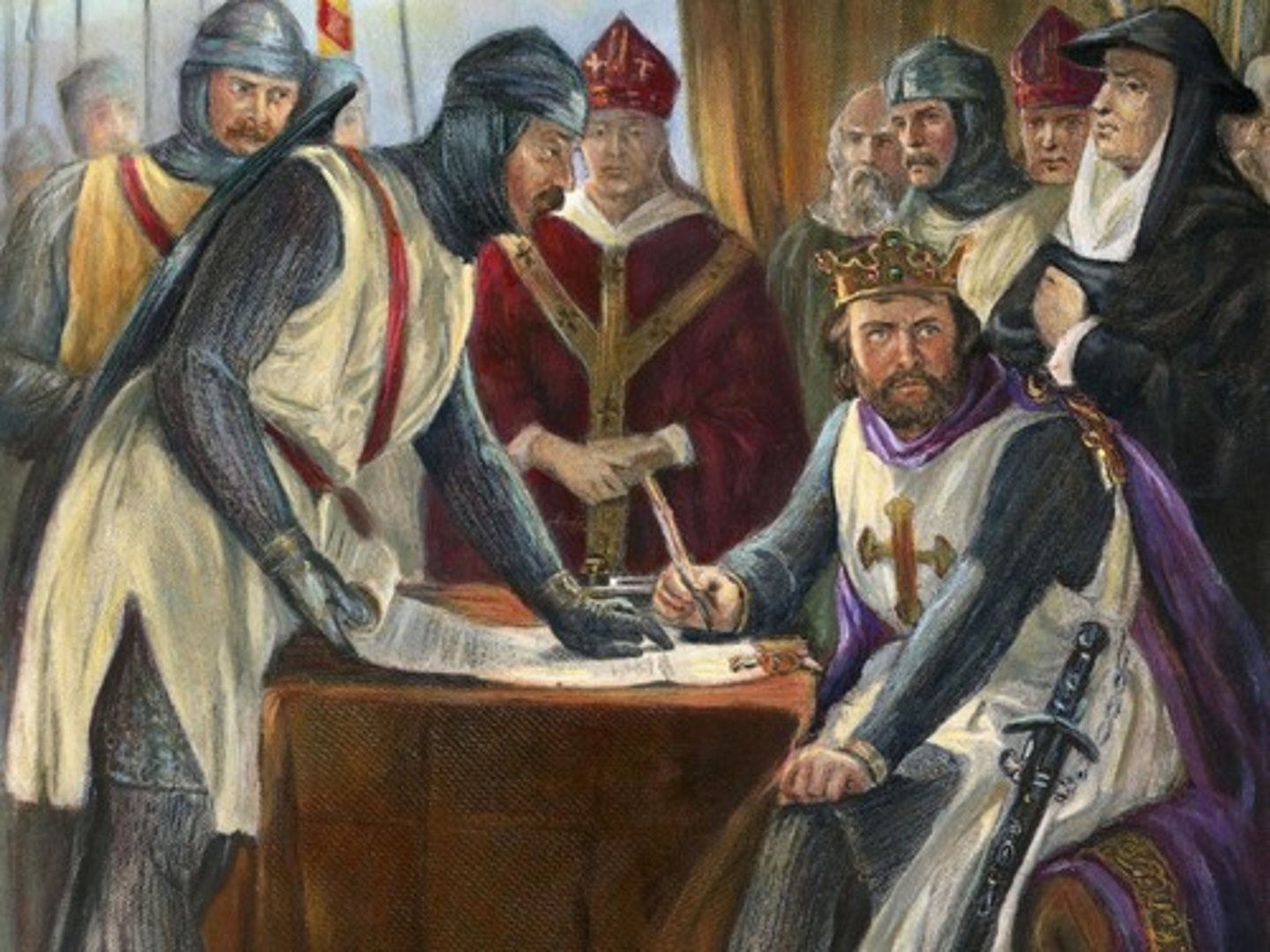 <p>A document signed by King John in 1215 to limit papal power and later became the basis for British Constitutional law.</p>