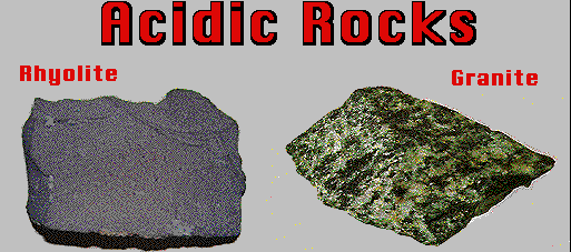 <p><strong>Granite (intrusive)</strong> vs <strong>Rhyolite (extrusive)</strong>.</p>