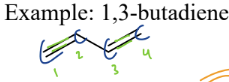 <p>a type of hydrocarbon</p><p>= contain 2 <mark data-color="yellow">alkenes</mark> next to each other (conjugated, so alt. single double bonds)</p><ul><li><p><mark data-color="yellow">Electrons are delocalized by resonance</mark></p></li></ul>