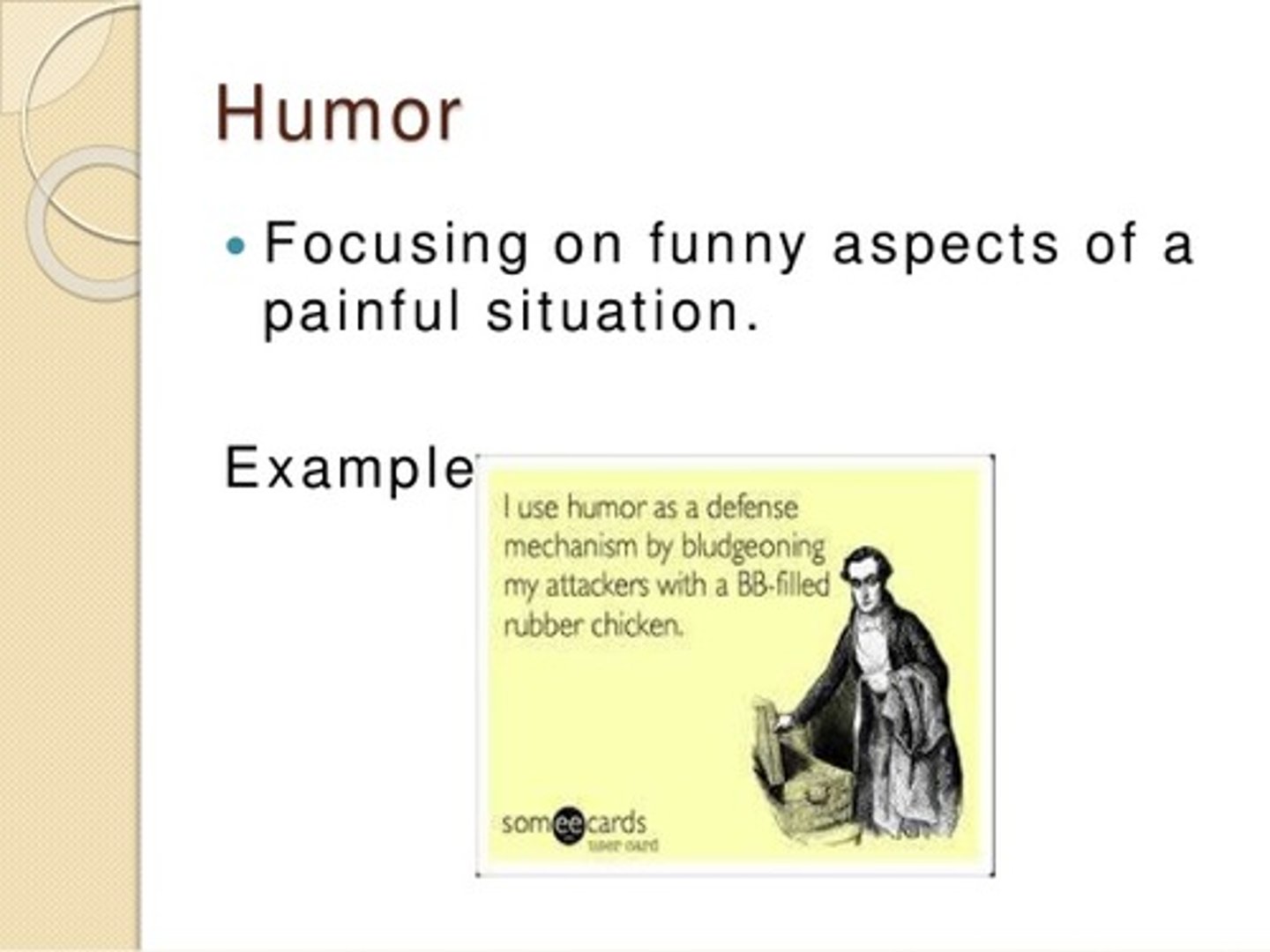 <p>(B) Humor</p><p>Jeremy is dealing with his feelings by using Humor.</p>