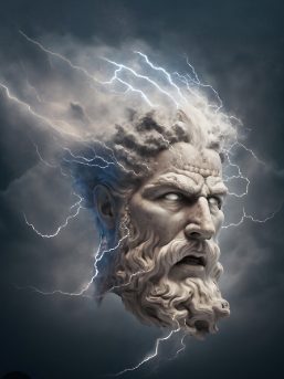 <p>Zeus – er ist der Herrscher des Himmels, sehr zornig und schleudert Blitze.</p>