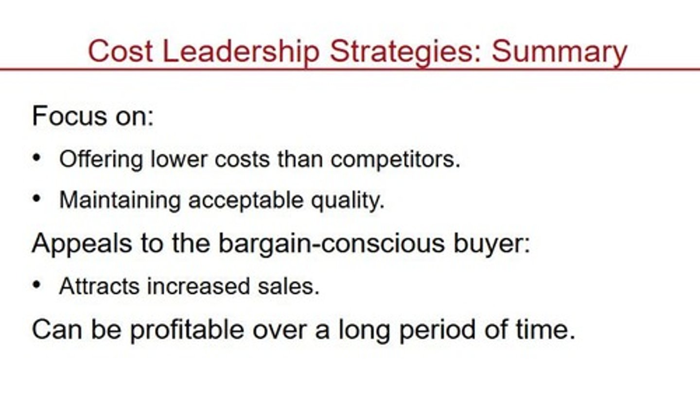 <p>A strategy to become the lowest-cost producer in the industry.</p>