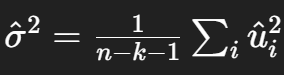 <p>n = num. of observations</p><p>k = num. of regressors</p>