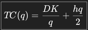 <p>at q* : ordering cost = holding cost </p><p></p>