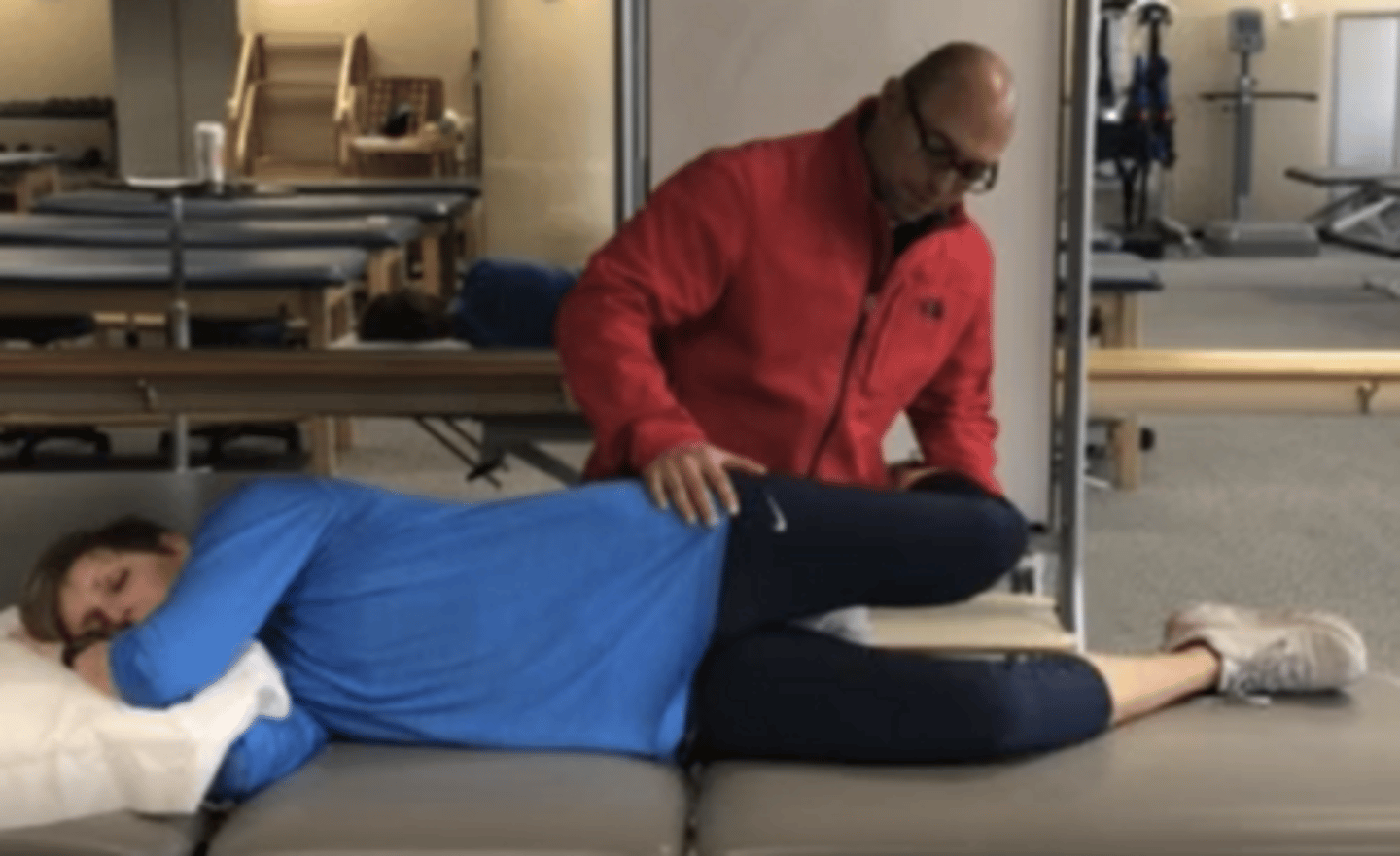 <p>purpose: test for IT band "tightness"</p><p>procedure: </p><p>- patient sidelying with target limb up </p><p>- examiner stabilizes the pelvis with one hand and uses the other to passively flex the knee to 90 and abduct and extend the hip to be in line with trunk </p><p>- the leg is then dropped down into adduction until end point is met</p><p>positive finding: cannot lower leg past horizontal (can't adduct the leg)</p>