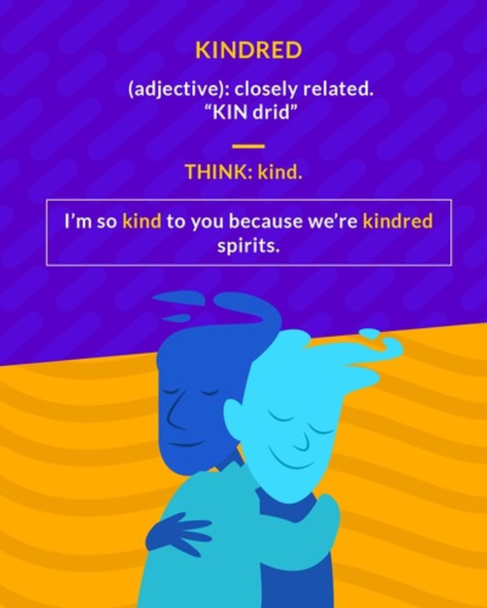 <p>having similar origin, nature, or character</p><p>(adj.) closely related</p>