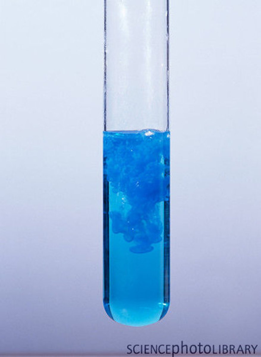 <p>Blue precipitate produced</p>