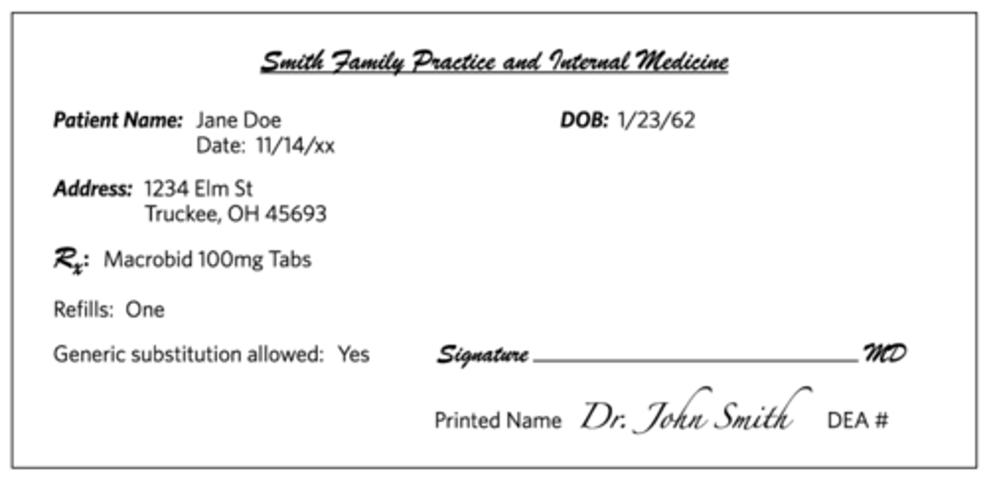 <p>A. Quantity to dispense and directions for taking the medication</p>