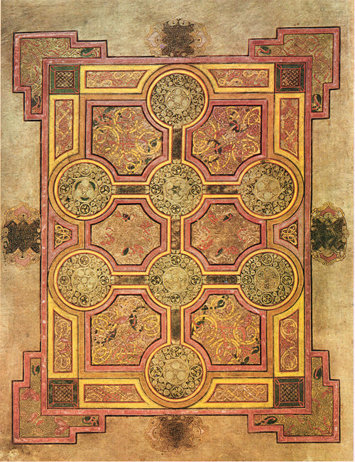 <p><span>type d'enluminure abstraite couvrant la totalité ou une grande partie d'une page sous la forme de décorations abstraites</span></p>