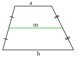 <p>A line segment that connects the midpoints of the legs of a trapezoid.</p>