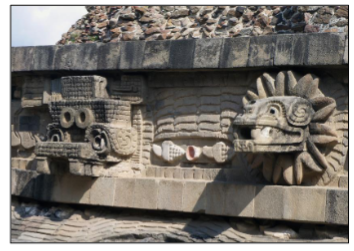 <p>Teotihuacán. </p><p><span>A large compound,&nbsp;</span><br><span>possibly a palace. At the back of it is the&nbsp;</span><br><span>Temple of the Feathered Serpent&nbsp;</span><br><span>(TFS).&nbsp;</span><br><span>• Burials of sacrificial victims are distributed&nbsp;</span><br><span>symmetrically along the four corners of&nbsp;</span><br><span>the temple (military high-status).</span><span style="color: windowtext">&nbsp;</span></p><p><span>Around 400 AD, the façade of the TFS&nbsp;</span><br><span>was smashed and burnt and then&nbsp;</span><br><span>recovered with a new layer of&nbsp;</span><br><span>construction.&nbsp;</span><br><span>• Conflicts between new elite lineages&nbsp;</span><br><span>and the military.&nbsp;</span><br></p>