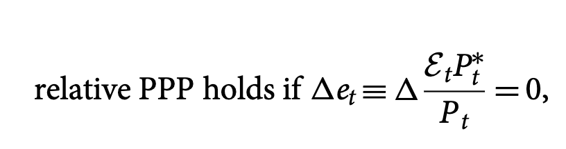 <p>If the real exchange does not change over time. </p><p></p><p>PPP does not need to hold, but the change in the real exchange rate needs to hold.</p>