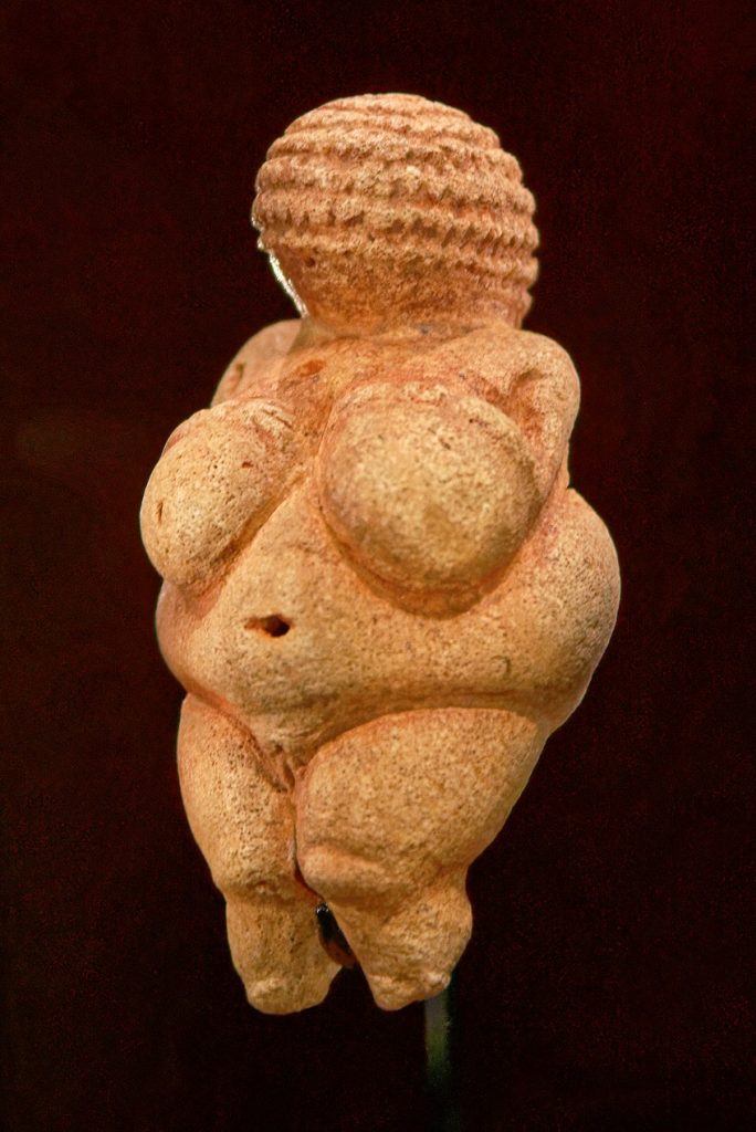 <p>The Woman from Willendorf, Austria, c. 24,000 BCE, limestone, colored with red ocher, 4 3/8” height</p>