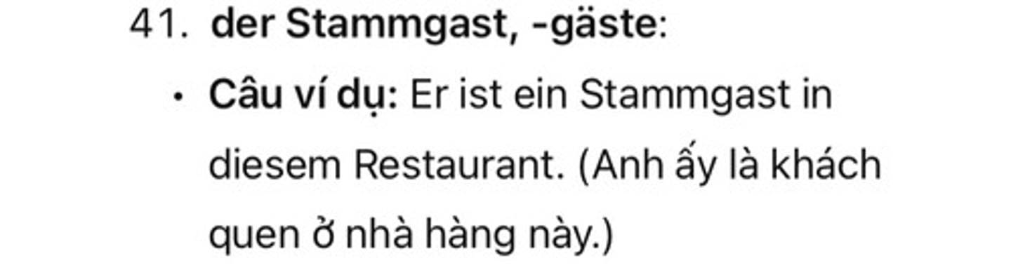 <p>der Stammgast, -gäste</p>