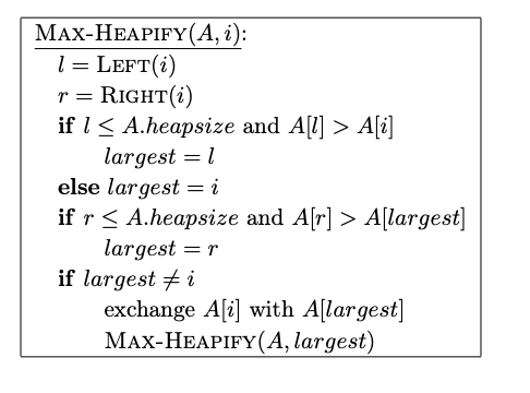 <p>What is the running time of max-heapify?</p>