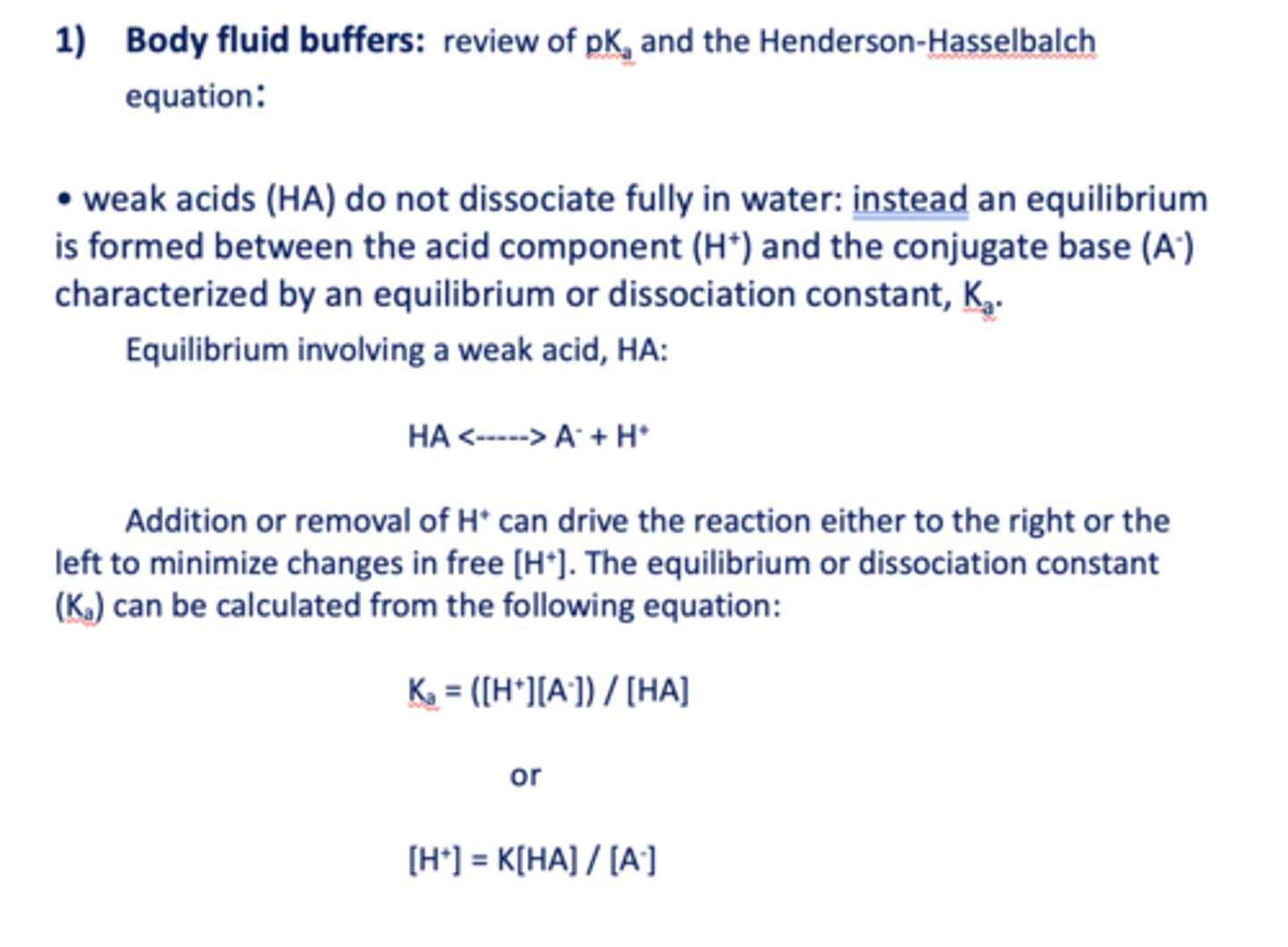 <p>Weak acids (HA)</p>