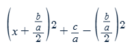 <p>If a quadratic is given by ax²+bx+c=0 and a≠1, first normalize the function to the a=1 form by following x²+(b/a)x+(c/a)=0. Then the completing the square formula is given by:</p><p></p><p></p>