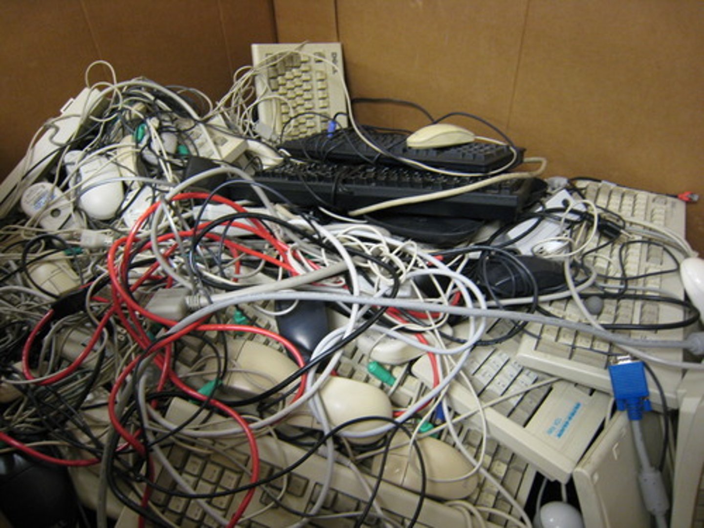 <p>electronic waste, such as old phones, computers, and appliances.</p>