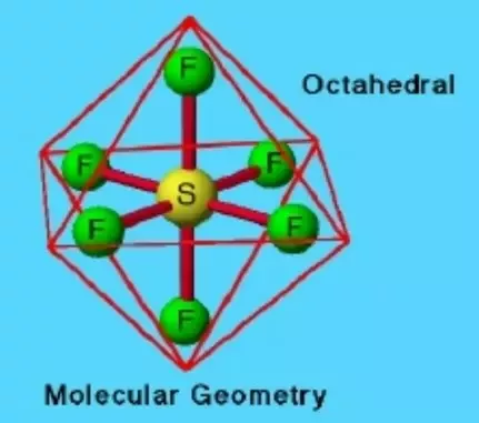 <ol><li><p>Six surrounding atoms</p></li><li><p>Zero lone pairs</p></li><li><p>90° bond angles</p></li><li><p>Six groups</p><ol><li><p>2 point behind</p></li><li><p>2 point forward</p></li></ol></li><li><p>Six bonding pairs</p><p></p></li></ol>