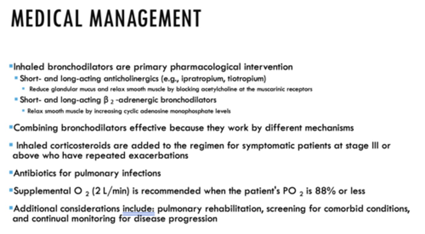 <p>Short/long acting anticholinergics (ipratropium, tiotropium)</p>