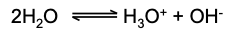 <ul><li><p><span>Water undergoes ionic dissociation:</span></p></li></ul><p></p><ul><li><p><span>This equilibrium can be affected by both physical and chemical factors</span></p></li></ul><p></p>