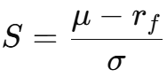<p>Excel: <code>=(E[r]-rf)/sigma</code></p>