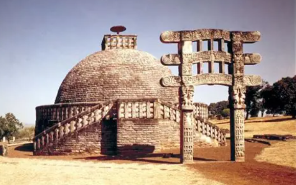<p>a dome shaped structure erected as a buddhist shrine</p>