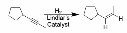 <p>Two hydrogens are added cis to an alkene</p>