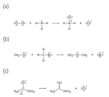 <p><span>Add curved arrows to the following polar reactions to indicate the flow of electrons in each:</span></p>