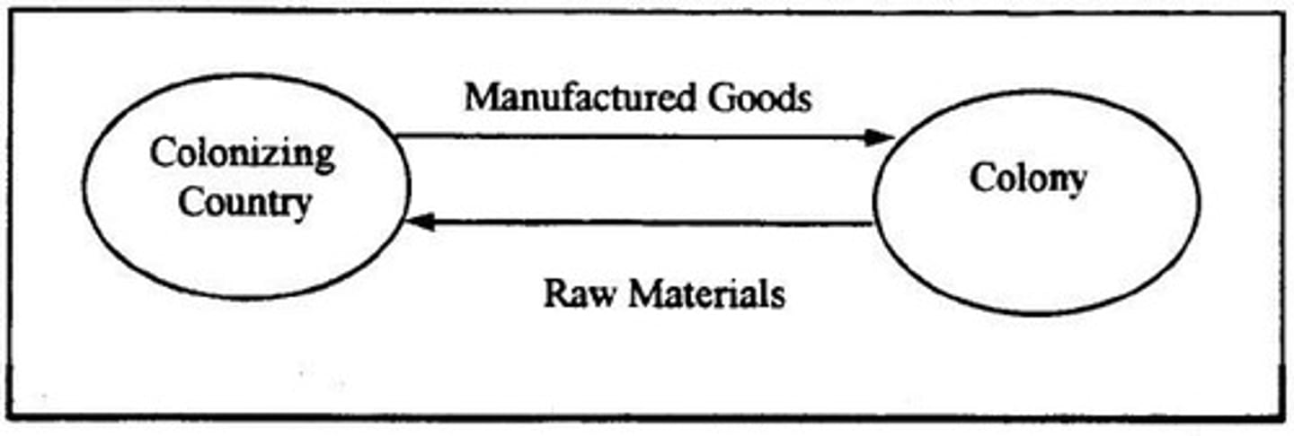 <p>Colonies provided raw materials to the home country, which were then manufactured and sold back to the colonies.</p>