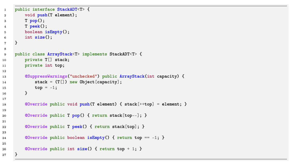 <p>Which statement about the following Java code is true?</p>
