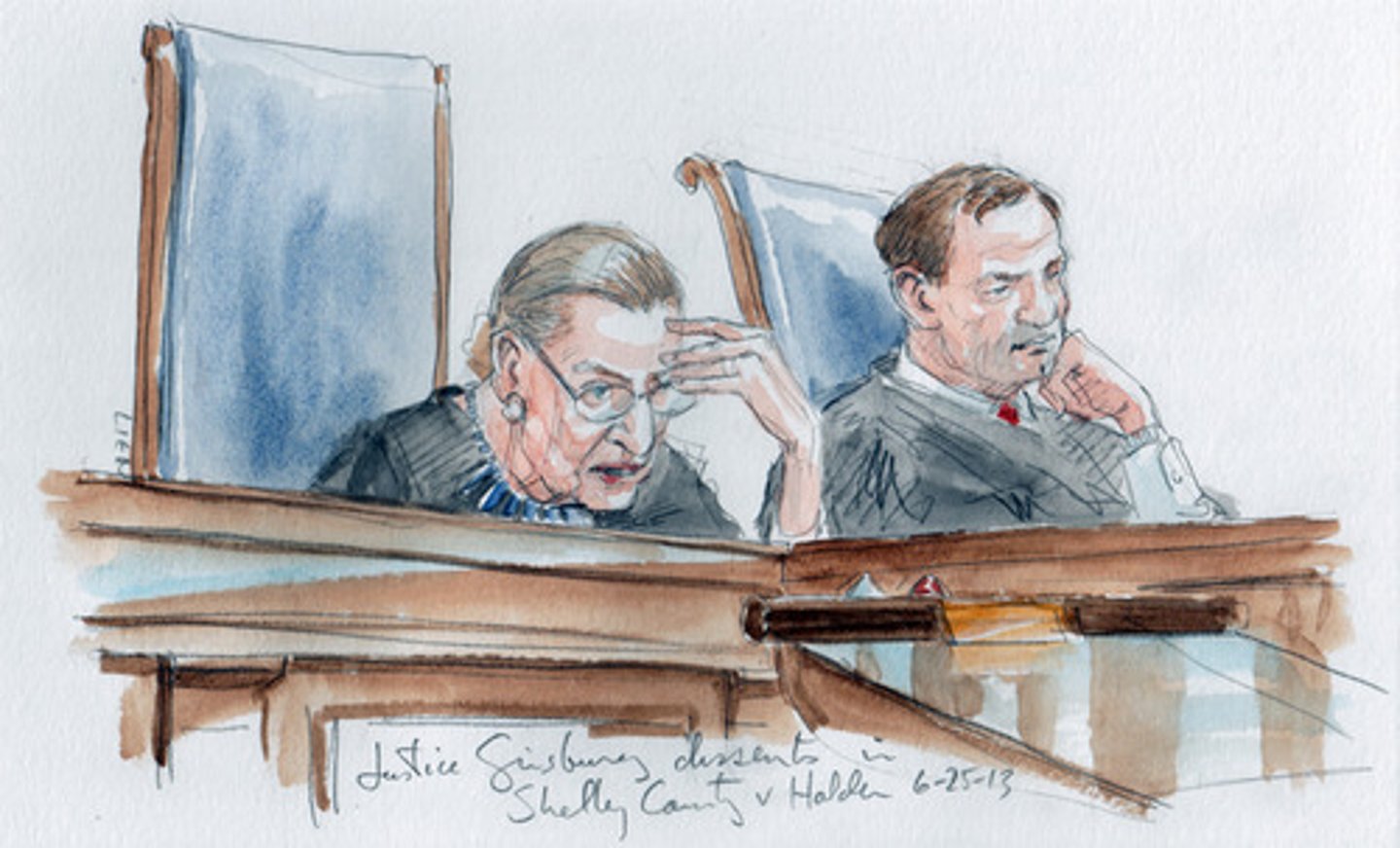 <p>A statement written by a justice who disagrees with the majority opinion, presenting his or her opinion</p>