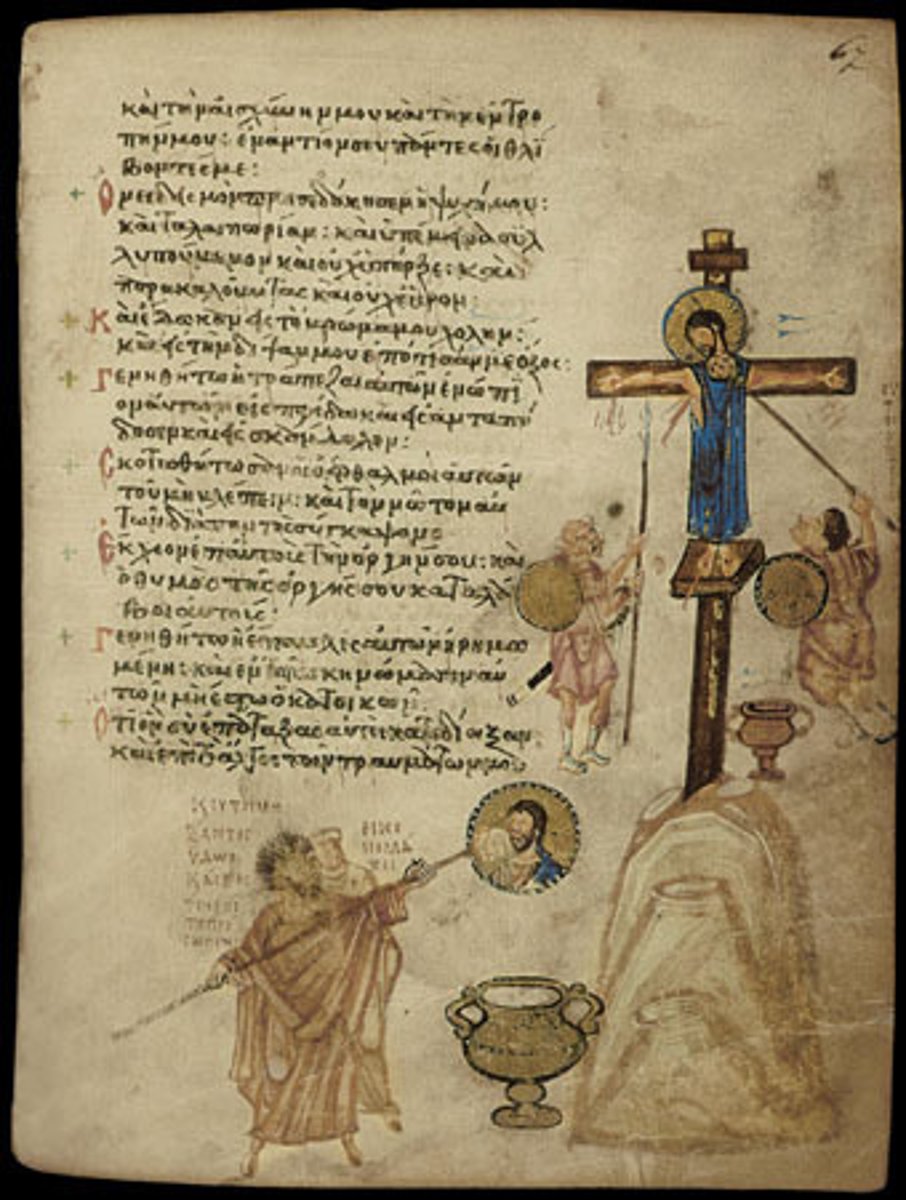 <p>Iconoclasm:</p><p>- The image depicts the period of iconoclasm that defined the 8th and early 9th centuries</p><p>- Iconoclasm is defined as the destruction of religious imagery, and designating such imagery as heresy</p><p>- The iconoclasm of religious imagery in a Christian context may come from Islam's increasing influence in the region, of which its religious doctrine holds paramount depictions of Mohammed should not be produced and displayed</p><p>- Iconoclasm is usually in response to a fear that worship will transfer to an icon and an image rather than the deity itself</p>