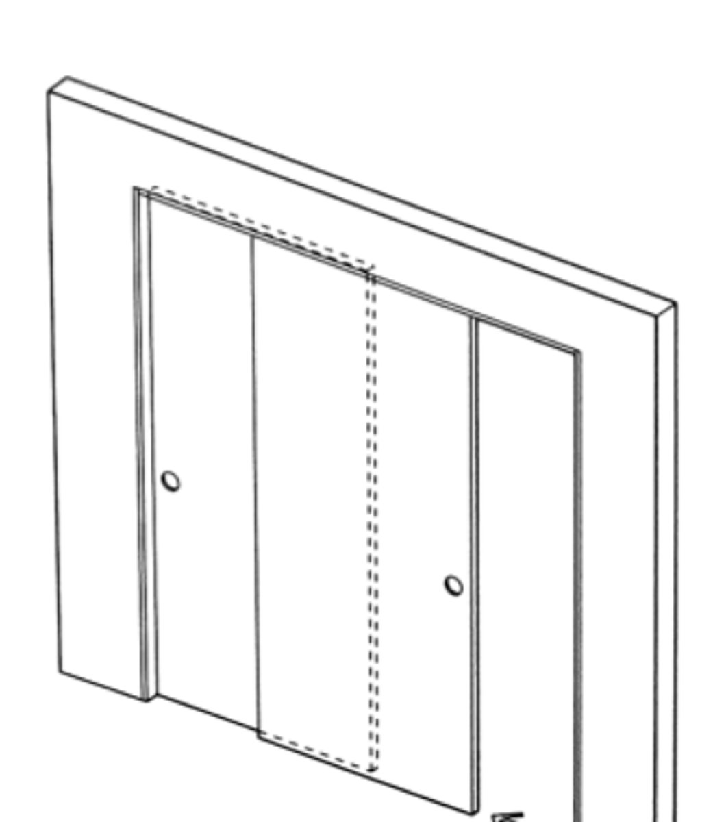 <p>Sliding door where 1 door is fixed, other is sliding</p>