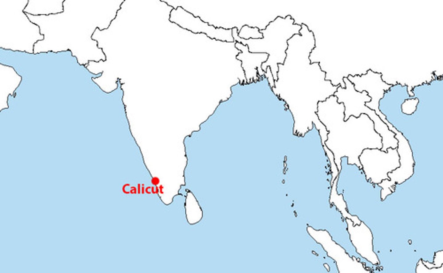 <p>A city on the West coast of India that became a thriving center of trade. Merchants sought spices from Southern India, and foreign merchants from Arabia and China met in Calicut. Rulers welcomed all people because they contributed to the city's wealth.</p>