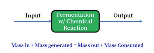 <p>Mass in = Mass consumed + Mass out</p>