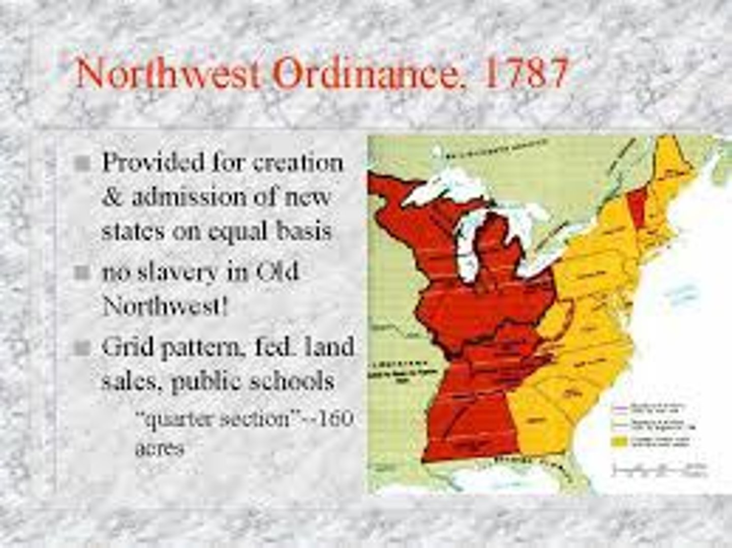 <p>By the Confederation Congress, protected civil liberties and outlawed slavery in the new territories.</p>
