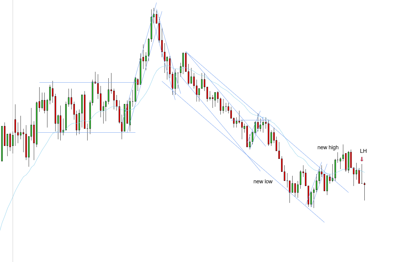 <p>W - Downtrend needed a new low - 2 legs up - LH confirming the F2EL - expecting new low for the downtrend</p>