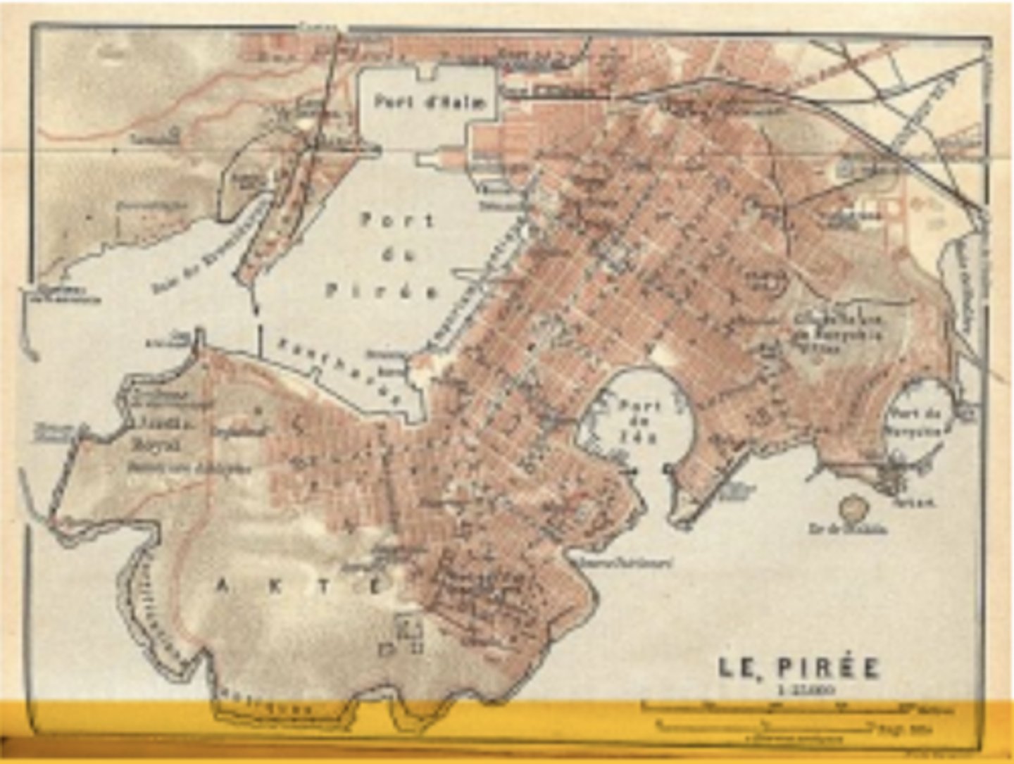 <p>Map of Piraeus, port of Athens showing grid plan of city. Made by Hippodamus of Miletus, 470 BC. He was one of the first urban planners</p>