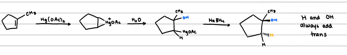 <p>Hg(OAc)2, H2O then NaBH4</p>