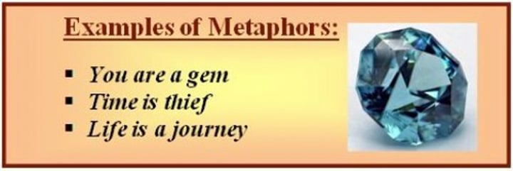 <p>A comparison of seemingly unlike objects or the substitution of one for the other suggesting some similarity. In the comparison, one thing is stated as if it BECOMES the other.</p>