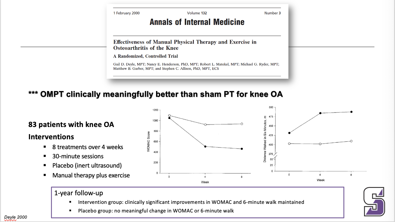 <p><span><strong>*** OMPT clinically meaningfully better than sham PT for knee OA</strong></span></p>