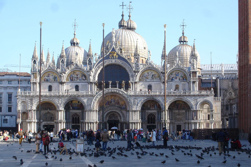 <p>Best known example of Italo-Byzantine Architecture. Has Greek Cross Plan and a ceiling covered with golden mosaics.</p>