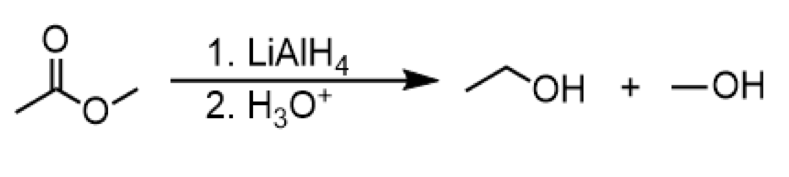 <ul><li><p>reagents: 1. LiAlH<sub>4</sub> 2. H<sub>3</sub>O<sup>+</sup></p><p></p></li></ul><p></p>