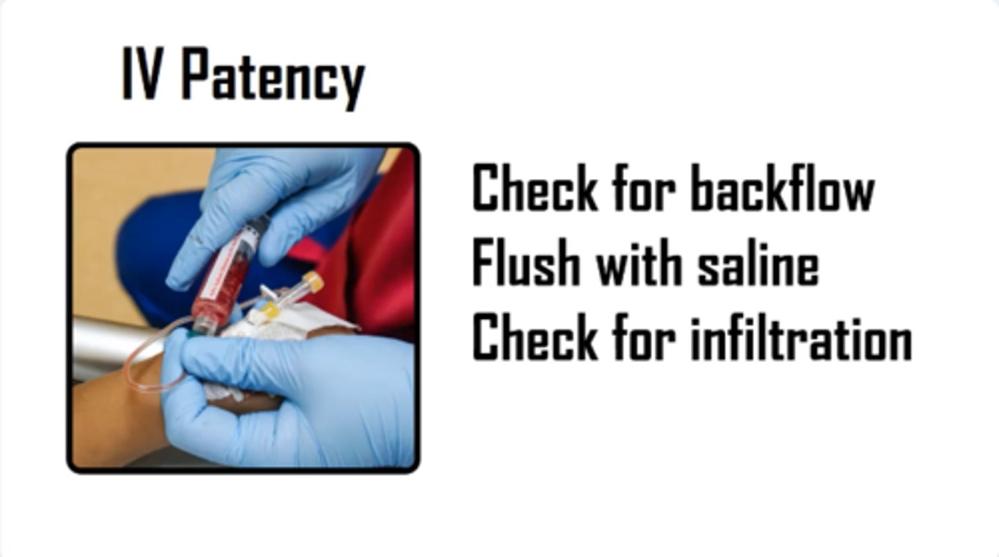 <p>- monitor IV site (PRIORITIZE IV PATENCY)</p><p>- PRIORITIAZE CENTRAL LINES w/ large bore IVs are next choice (18-20' gauge)</p><p>- frequent vitals</p><p>-stop infusion w/ s/s of infiltration</p><p>- recitation @ THE READY</p>