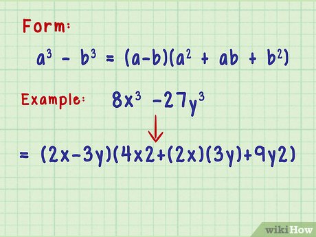 <p>Use the cube formula: a³ - b³ = (a - b)(a² + ab + b²)</p><p>or a³ + b³ = (a + b)(a² - ab + b²)</p>